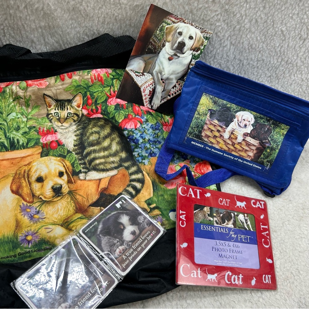 SPCA humane society bundle tote bag 2 coasters frame card lunch bag READ